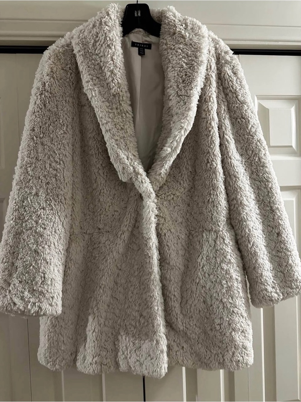 Tribal Sportswear brand  Plush Teddy Coat in beige